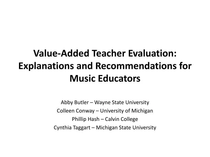 value added teacher evaluation explanations and recommendations for music educators