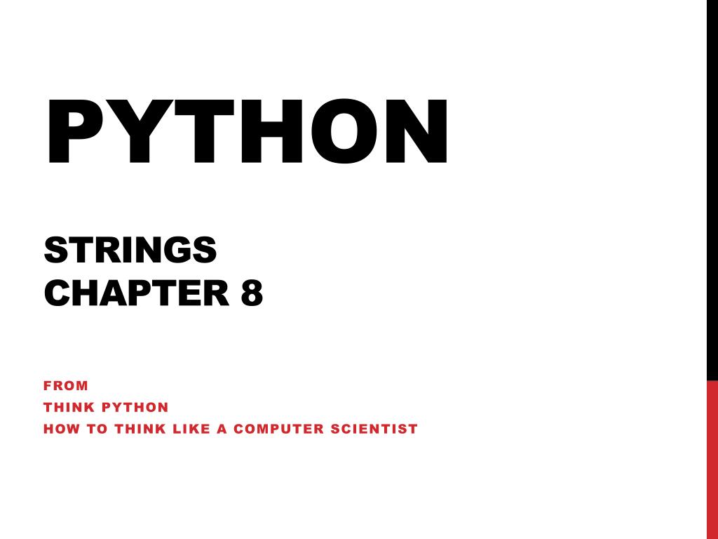 PPT - Python Strings chapter 8 PowerPoint Presentation, free download ...