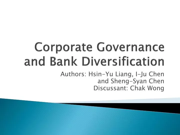 corporate governance and bank diversification