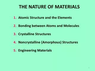 THE NATURE OF MATERIALS