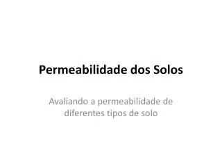 permeabilidade dos solos