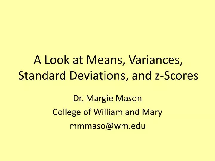 a look at means variances standard deviations and z scores