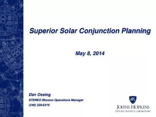 Superior Solar Conjunction Planning