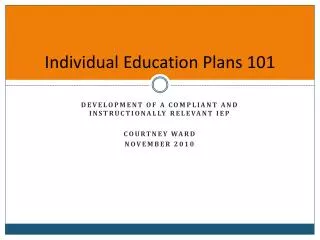 Individual Education Plans 101
