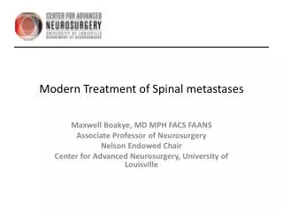Modern Treatment of Spinal metastases