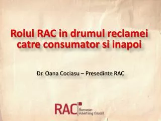Dr. Oana Cociasu – Presedinte RAC