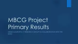 MBCG Project Primary Results