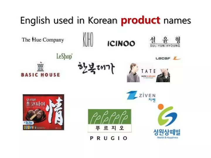 english used in korean product names