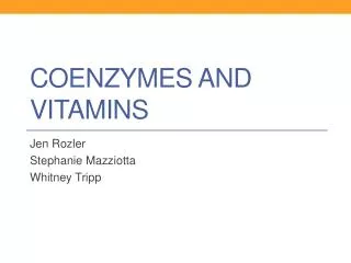Coenzymes and Vitamins