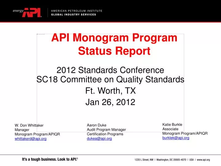 2012 standards conference sc18 committee on quality standards ft worth tx jan 26 2012