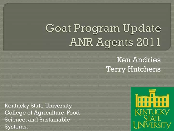 goat program update anr agents 2011