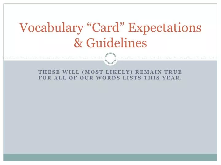 vocabulary card expectations guidelines