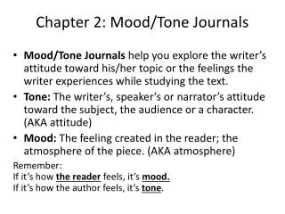 Chapter 2: Mood/Tone Journals