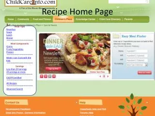 Recipe Home Page