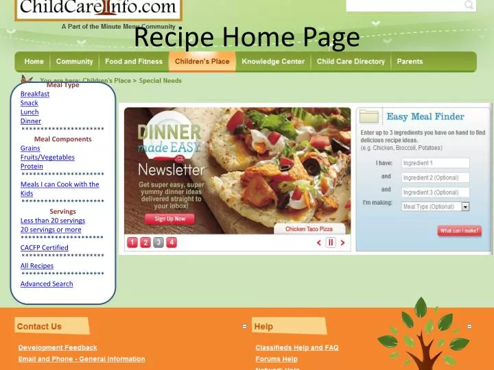 recipe home page