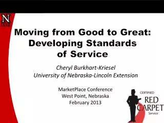 Moving from Good to Great: Developing Standards of Service