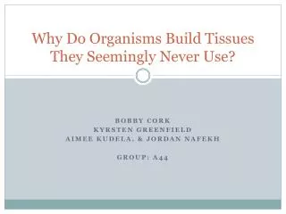 Why Do Organisms Build Tissues They Seemingly Never Use?