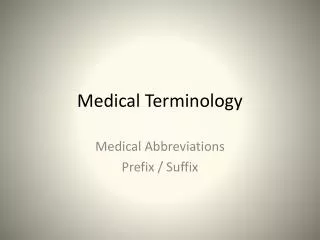 Medical Terminology