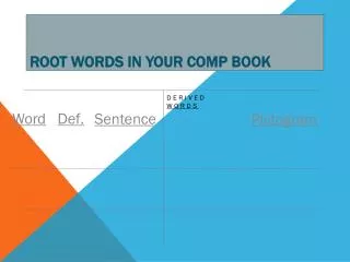 Root Words in Your Comp Book