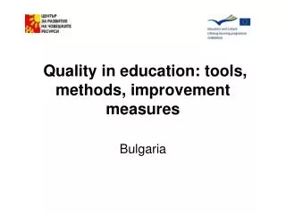 Quality in education: tools, methods, improvement measures