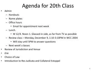 Agenda for 20th Class