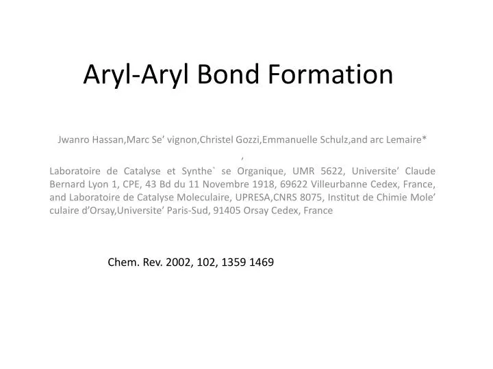 aryl aryl bond formation