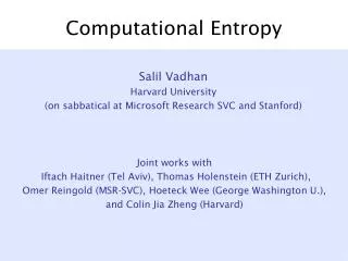 Computational Entropy