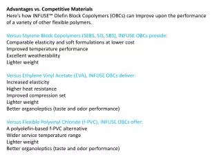Advantages vs. Competitive Materials