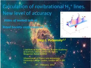 Calculation of rovibrational H 3 + lines. New level of accuracy Slides of invited talk at