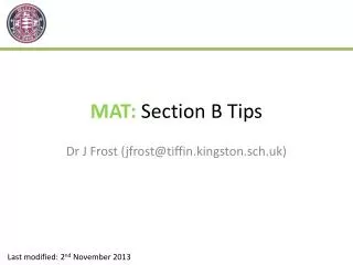 MAT: Section B Tips