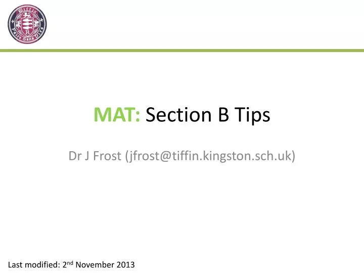 mat section b tips