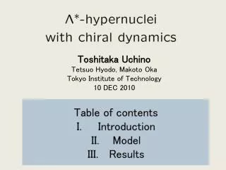 Table of contents Introduction Model Results