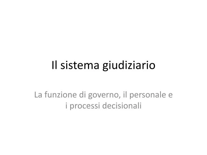 il sistema giudiziario