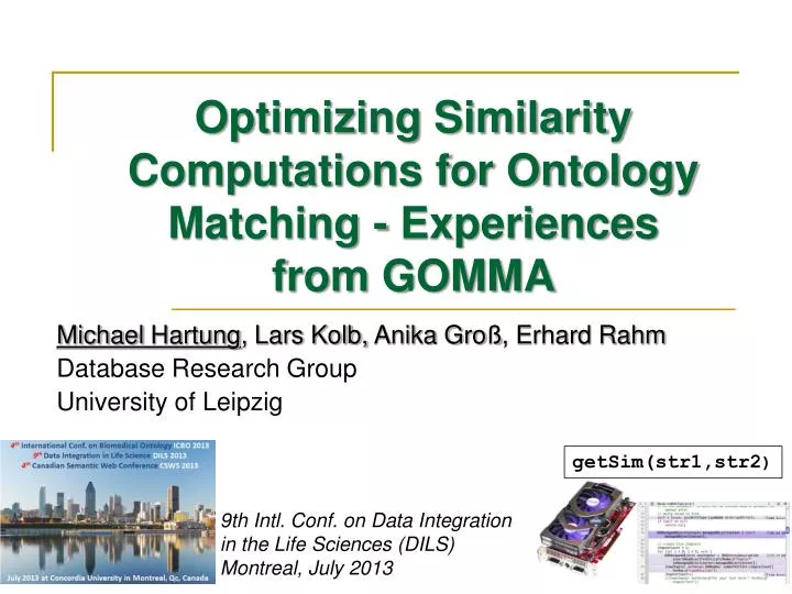 optimizing similarity computations for ontology matching experiences from gomma