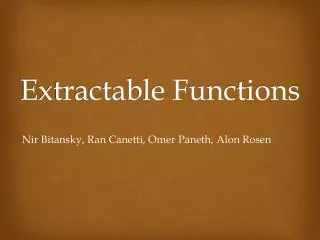Extractable Functions