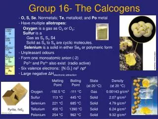 Group 16- The Calcogens