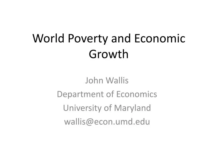 world poverty and economic growth
