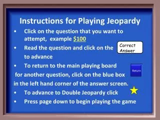 Instructions for Playing Jeopardy