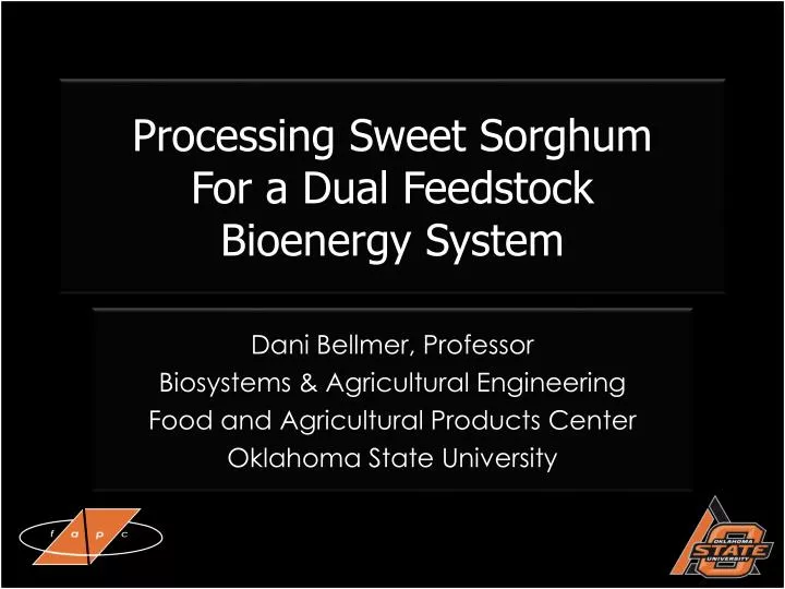 processing sweet sorghum for a dual feedstock bioenergy system