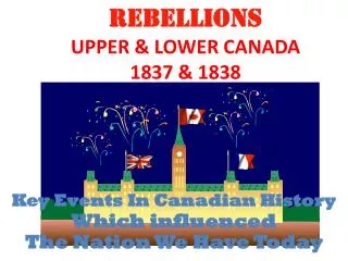 REBELLIONS UPPER &amp; LOWER CANADA 1837 &amp; 1838