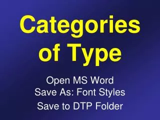 Categories of Type