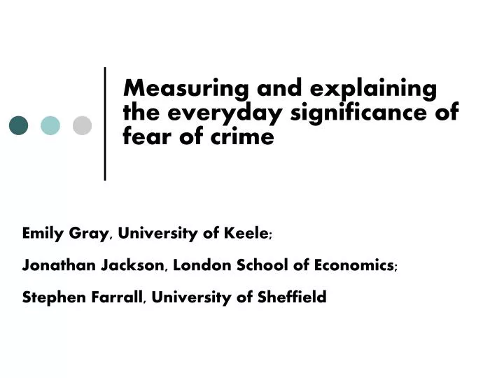measuring and explaining the everyday significance of fear of crime
