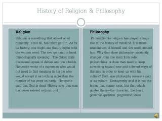 History of Religion &amp; Philosophy