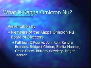 What is Kappa Omicron Nu?