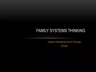 Family Systems Thinking