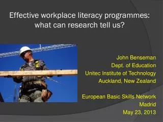 Effective workplace literacy programmes: what can research tell us?