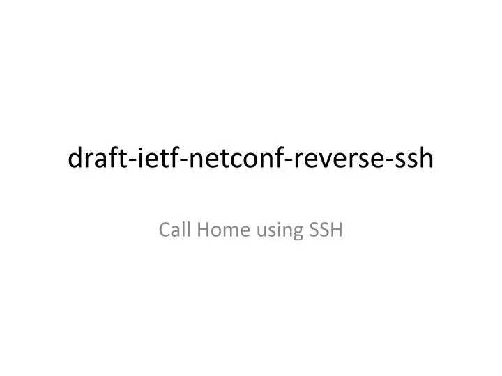 draft ietf netconf reverse ssh