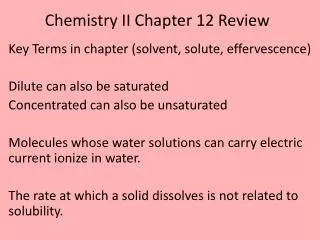 Chemistry II Chapter 12 Review
