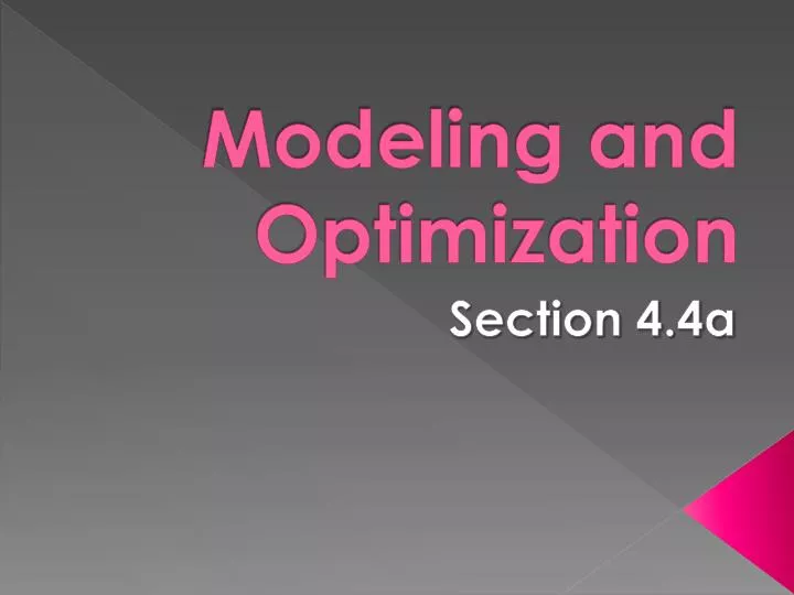 modeling and optimization