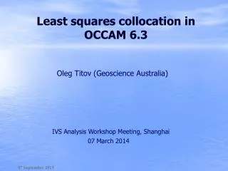 Least squares collocation in OCCAM 6.3